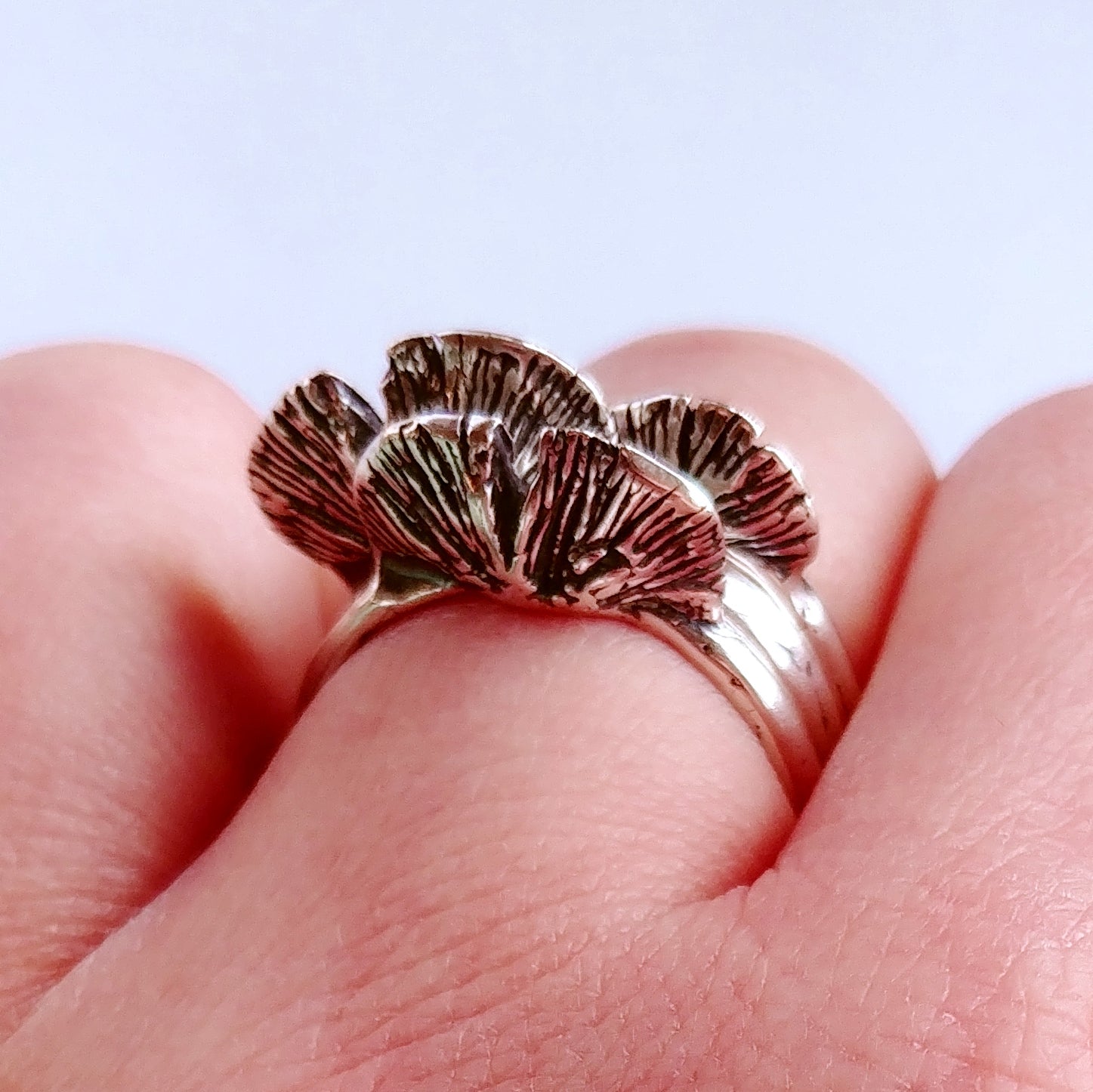 Shelf Mushroom Stackable Electroformed Copper high quality Rings Custom-Made Fungi Realistic Botanical Jewelry