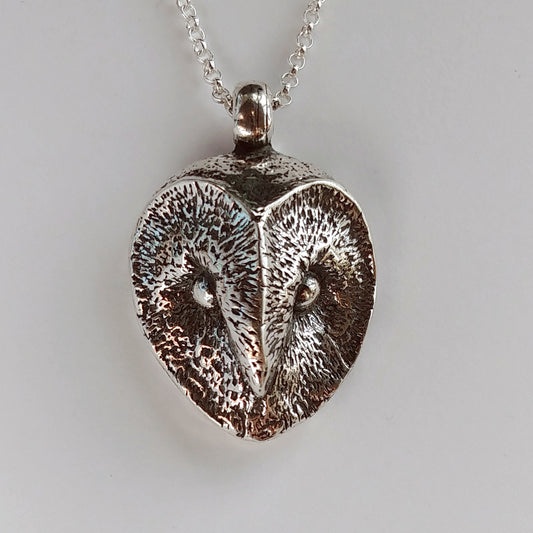 Barn Owl Statement Sterling Silver Necklace