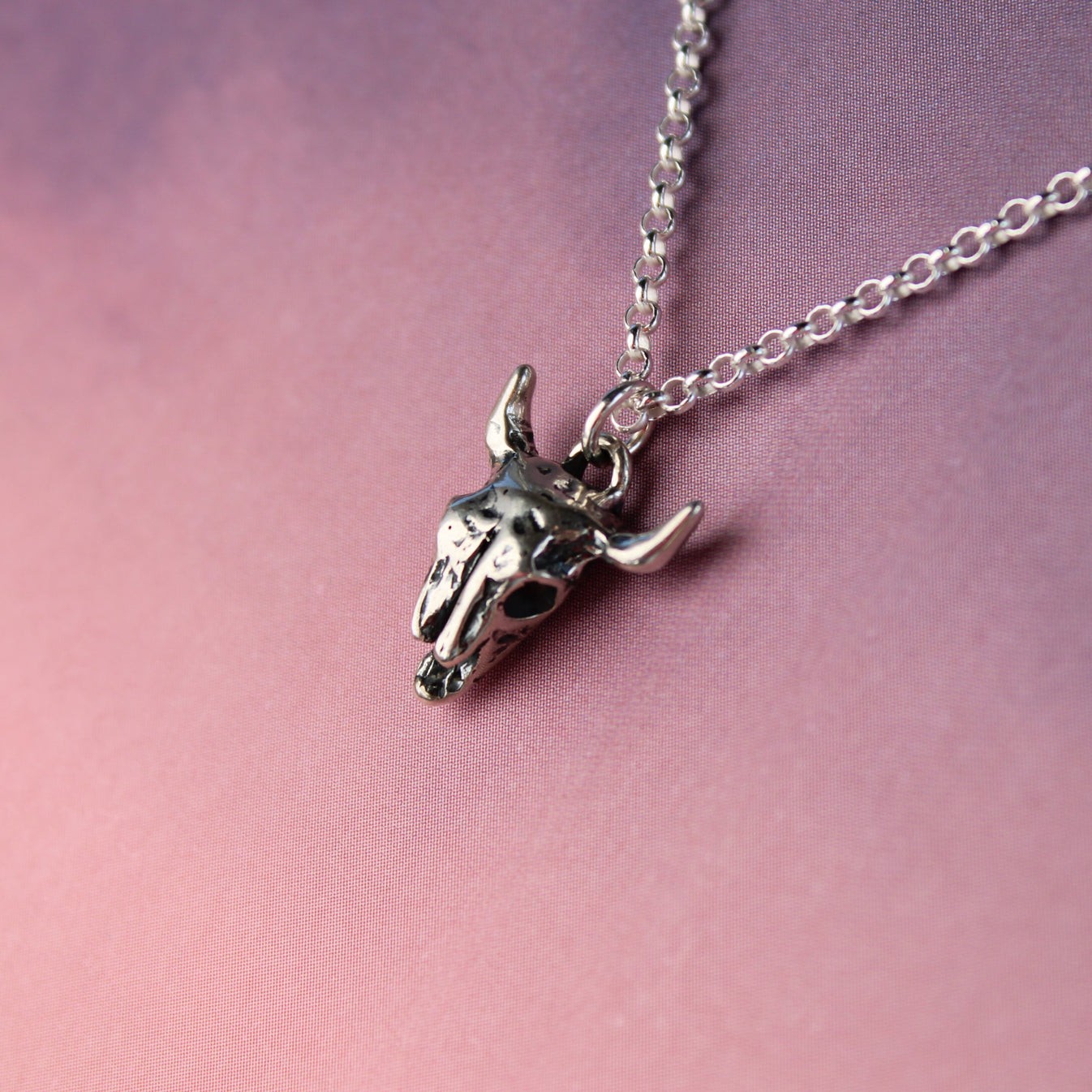 Bison Skull Necklace in Sterling Silver – Silver Bramble Jewelry